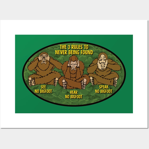 3 Wise Bigfoot Wall Art by buddysbane